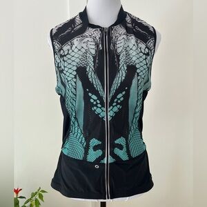 MPG Legacy Bike Cycling Jersey Mint Reptile Print Mesh Back Sleeveless Full Zip